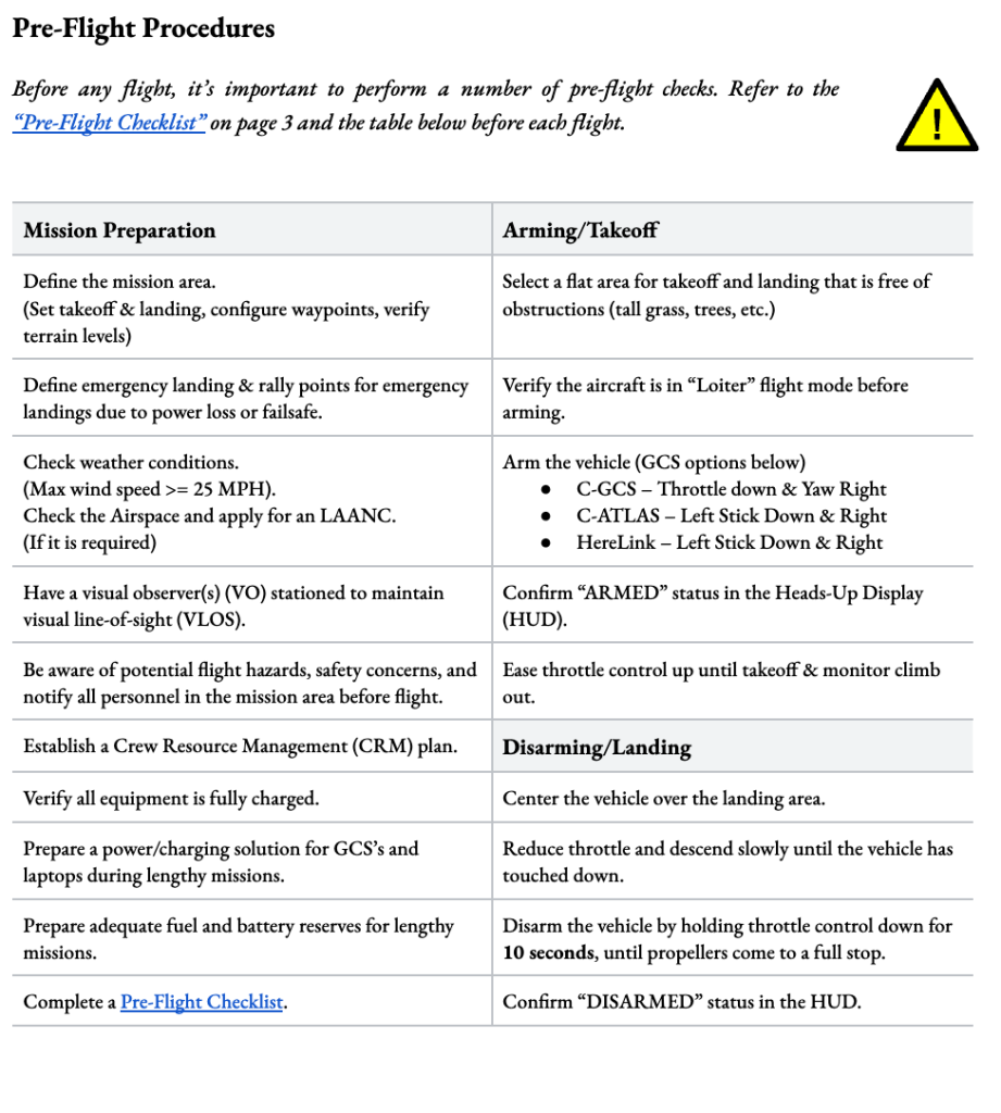 Pre-flight checklist page 2