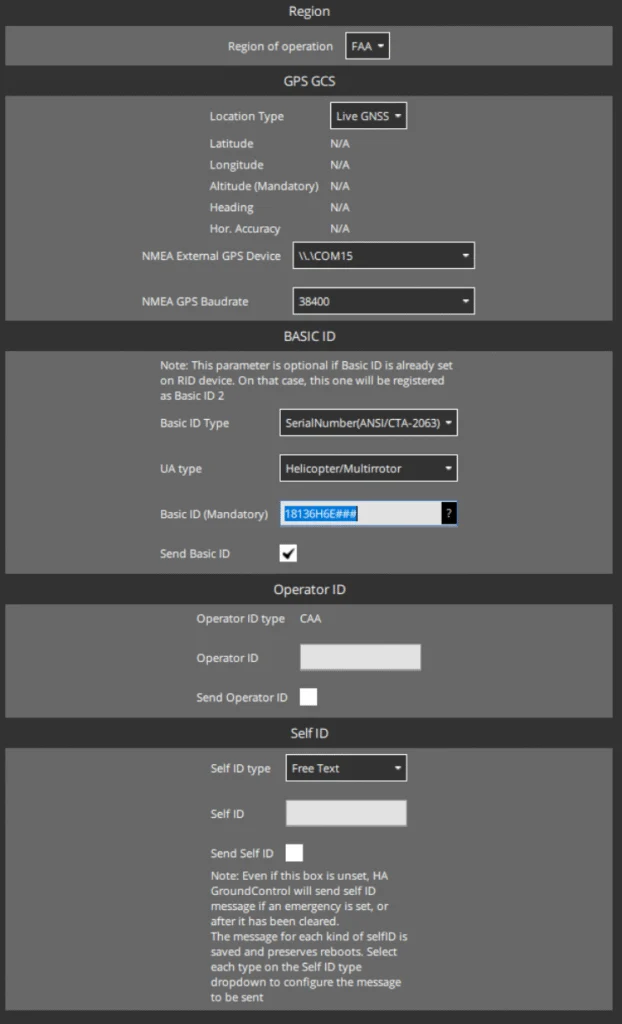 Remote ID configuration