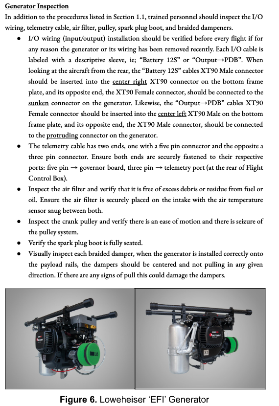 EFI generator inspection checklist