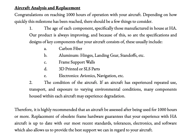 1000 hour inspection and assessment guidelines
