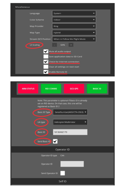 Miscellaneous settings