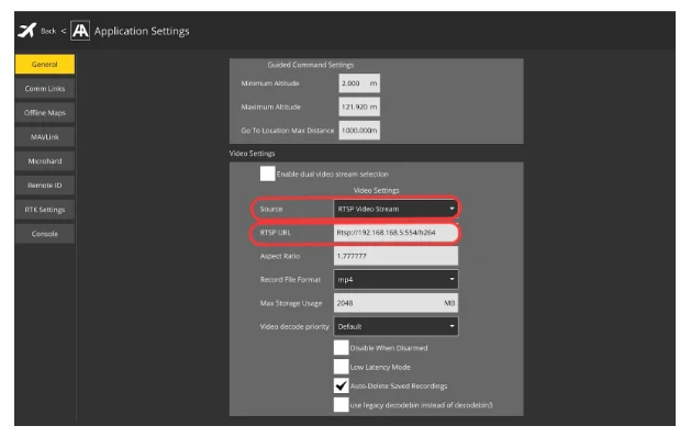 C-Navigator video settings