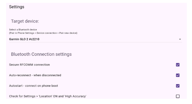 GNSS settings
