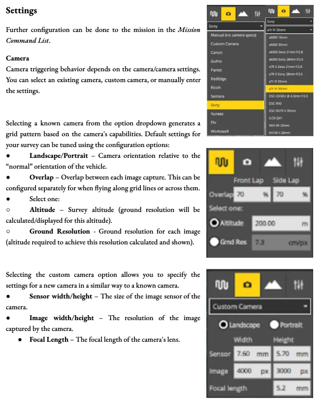 Surveying settings screen