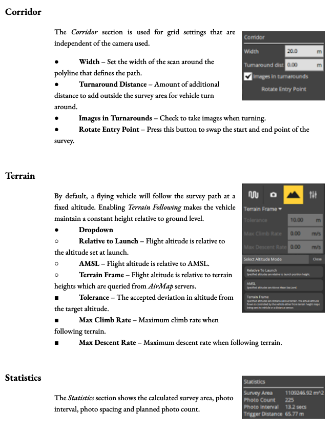 Corridor scan settings details